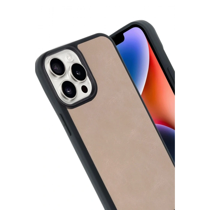 Durukar®  iPhone 14 Pro Max Kılıf Aras Deri Kapak - Pudra