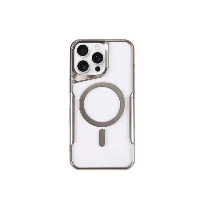 Durukar®  iPhone 14 Pro Max Kılıf Boyi Magsafe Silikon Kapak - Gümüş
