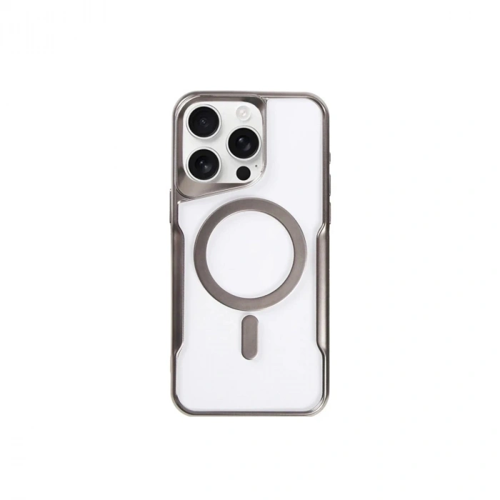 Durukar®  iPhone 14 Pro Max Kılıf Boyi Magsafe Silikon Kapak - Titan Gri