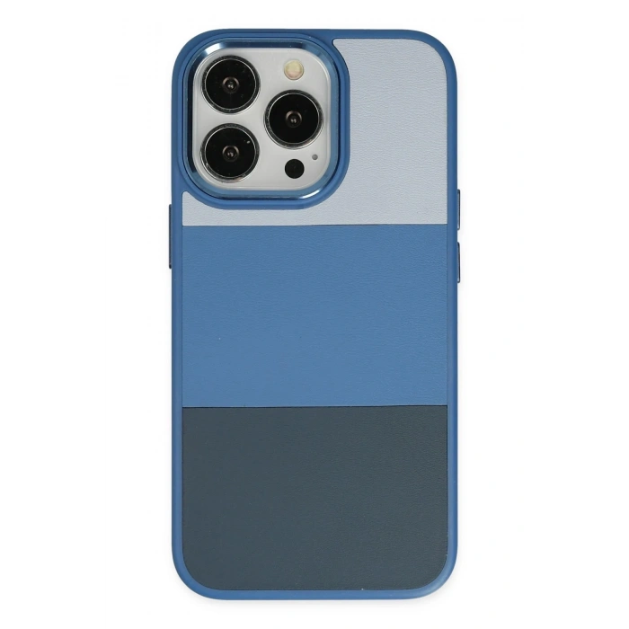 Durukar®  iPhone 14 Pro Max Kılıf King Kapak - Açık Mavi-Lacivert