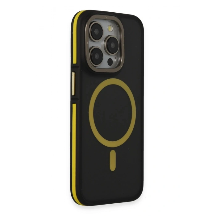 Durukar®  iPhone 14 Pro Max Kılıf Rocky Magsafe Kapak - Siyah-Sarı