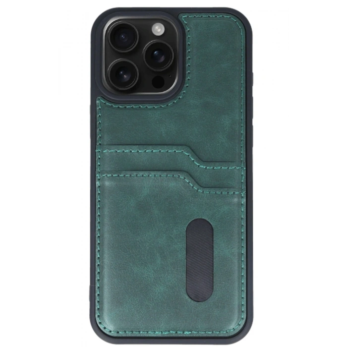Durukar®  iPhone 14 Pro Max Kılıf Sara Kartvizitli Deri Kılıf - Koyu Yeşil