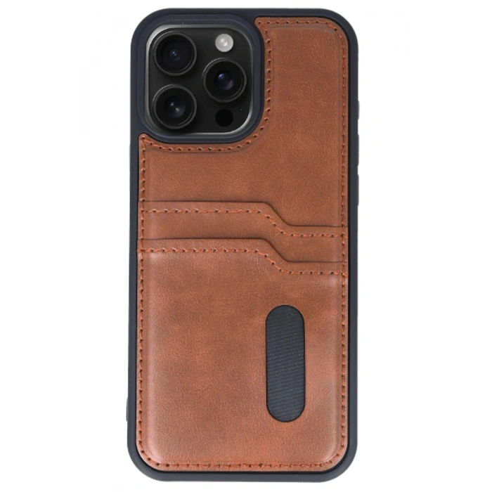 Durukar®  iPhone 14 Pro Max Kılıf Sara Kartvizitli Deri Kılıf - Taba