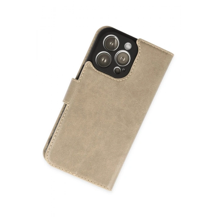 Durukar®  iPhone 14 Pro Max Kılıf Trend S Plus Kapaklı Kılıf - Gold