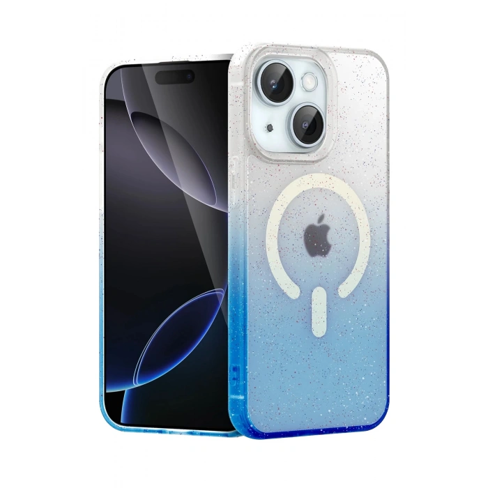 Durukar®   iPhone 14 Pummel Shiny Magsafe Kapak - Mavi