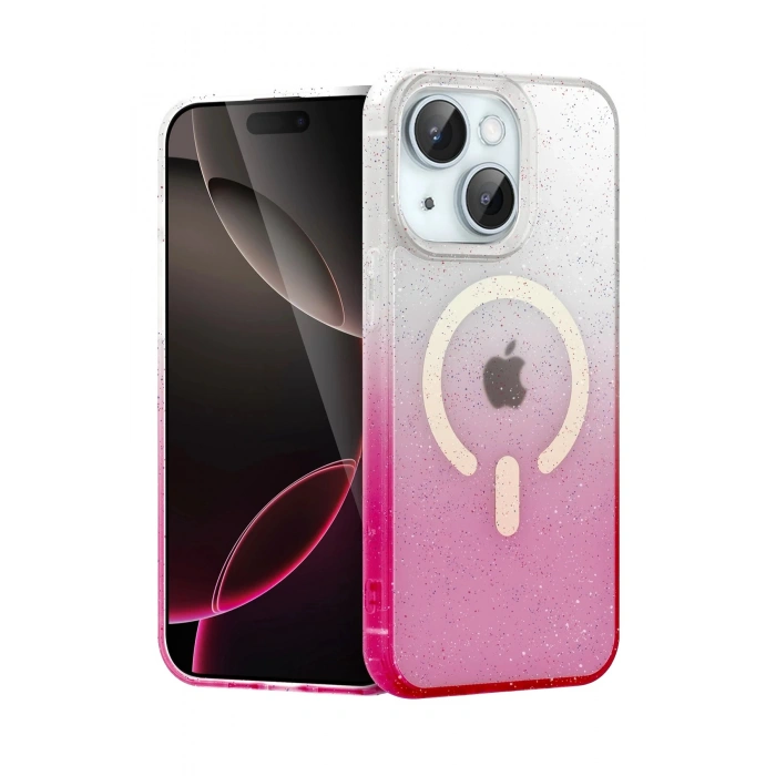 Durukar®   iPhone 14 Pummel Shiny Magsafe Kapak - Pembe