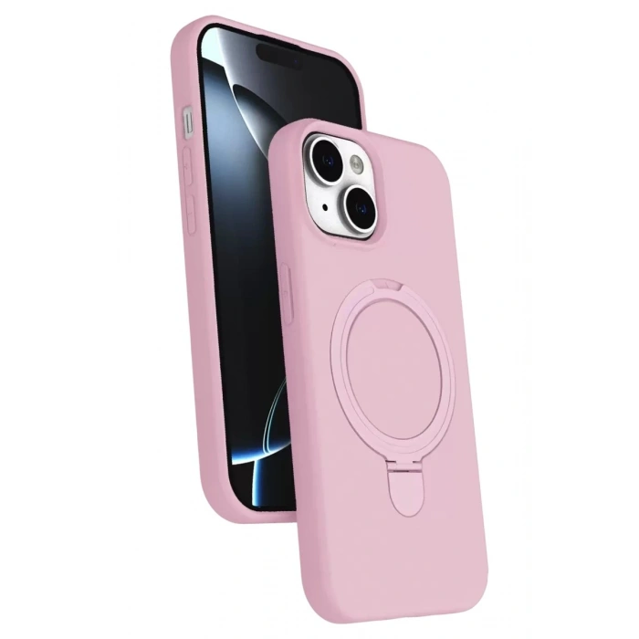 Durukar®   iPhone 14 Regal Magsafe Standlı Kapak - Açık Pembe