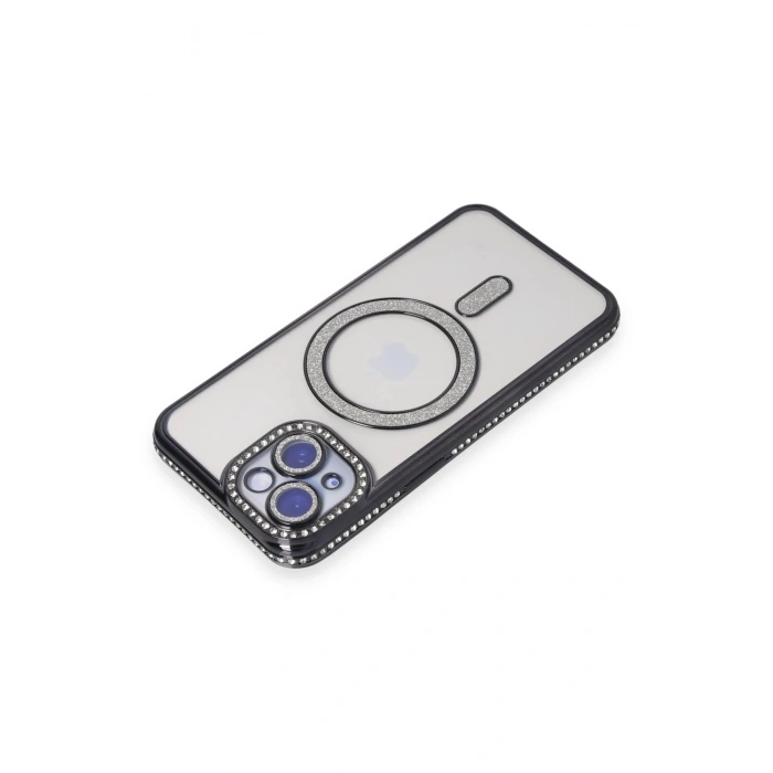 Durukar®  iPhone 15 Kılıf Joke Simli Magneticsafe Kılıf - Siyah