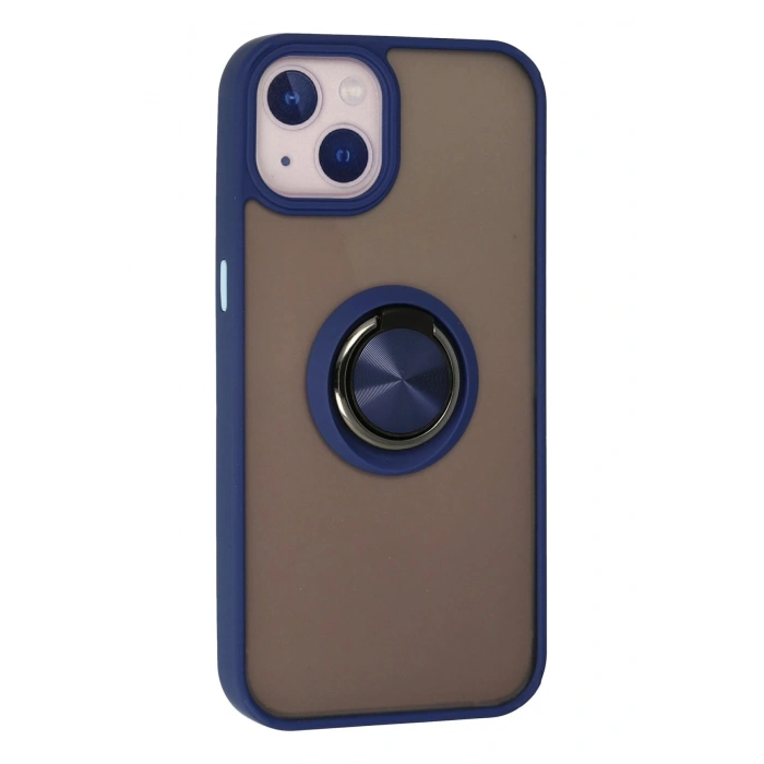 Durukar®  iPhone 15 Kılıf Montreal Yüzüklü Silikon Kapak - Lacivert
