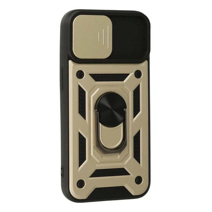 Durukar®  iPhone 15 Kılıf Pars Lens Yüzüklü Silikon - Gold