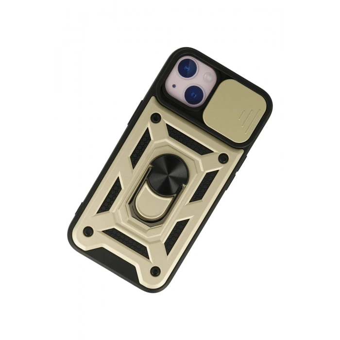 Durukar®  iPhone 15 Kılıf Pars Lens Yüzüklü Silikon - Gold