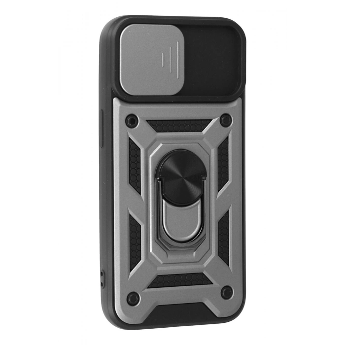 Durukar®  iPhone 15 Kılıf Pars Lens Yüzüklü Silikon - Gümüş