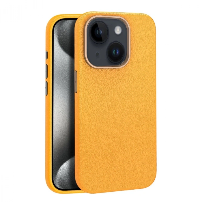 Durukar®  iPhone 15 Kılıf Wonder Deri Magsafe Kapak - Turuncu