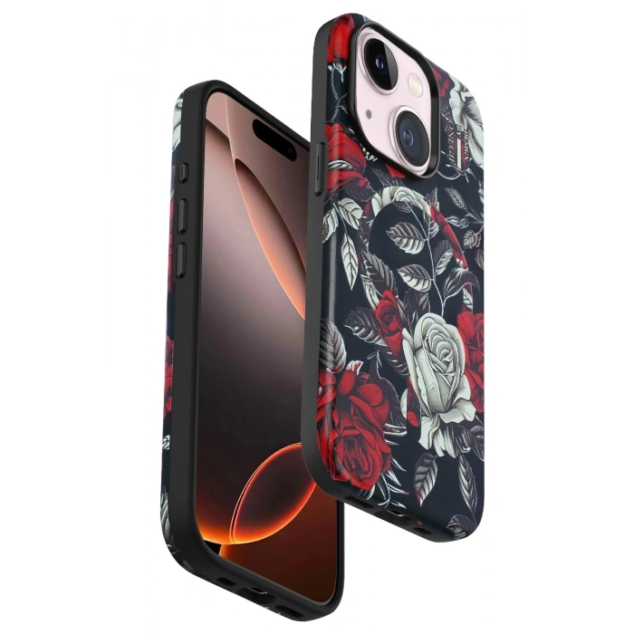 Durukar®  iPhone 15 Plus Flower Series Magsafe Kapak - Siyah
