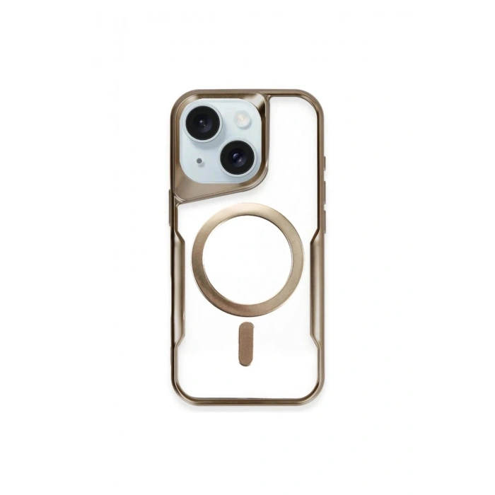 Durukar®  iPhone 15 Plus Kılıf Boyi Magsafe Silikon Kapak - Kahverengi