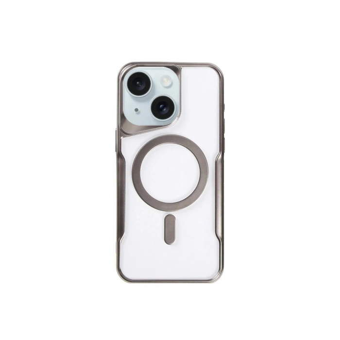 Durukar®  iPhone 15 Plus Kılıf Boyi Magsafe Silikon Kapak - Titan Gri