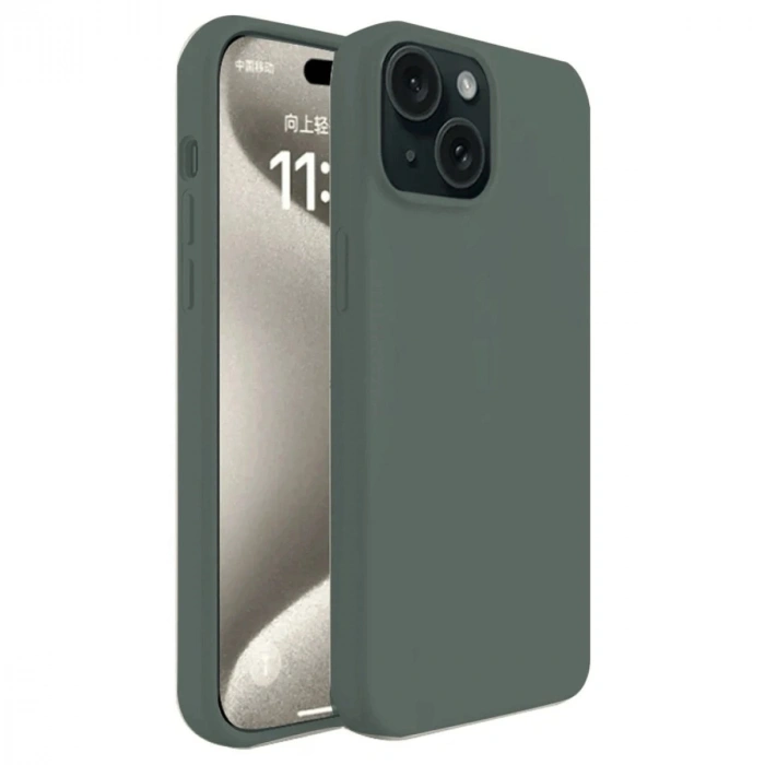 Durukar®  iPhone 15 Plus Kılıf First Silikon - Koyu Yeşil