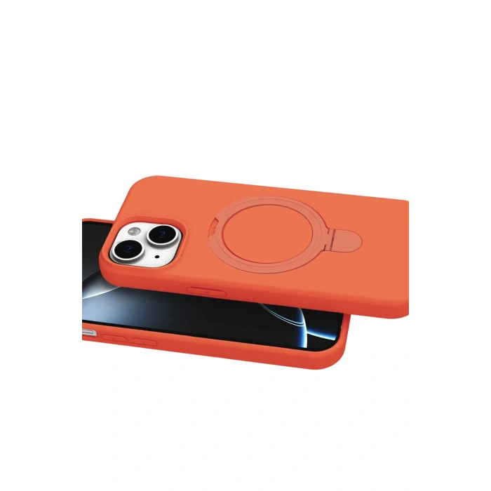 Durukar®   iPhone 15 Plus Regal Magsafe Standlı Kapak - Turuncu