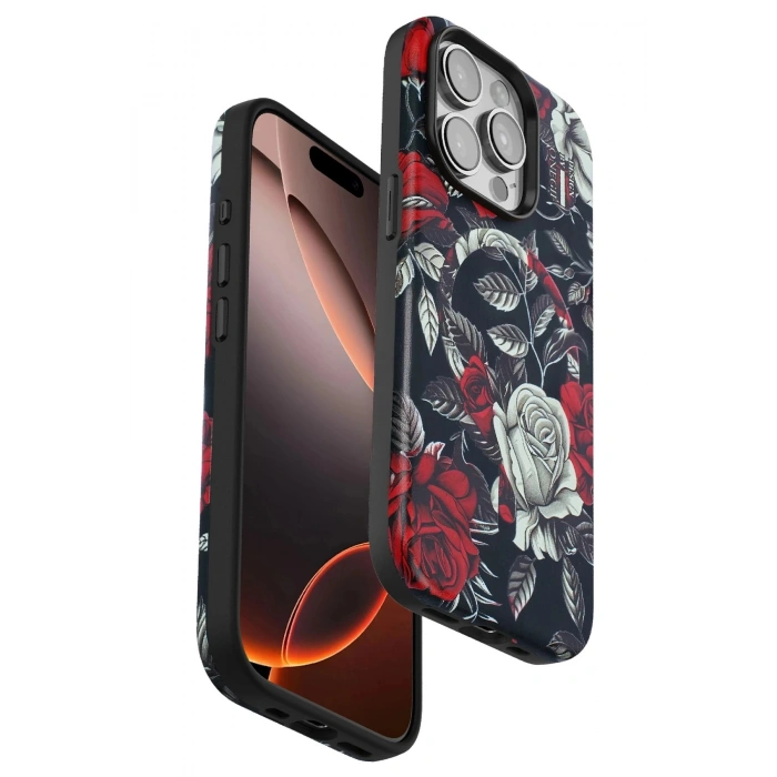 Durukar®  iPhone 15 Pro Flower Series Magsafe Kapak - Siyah