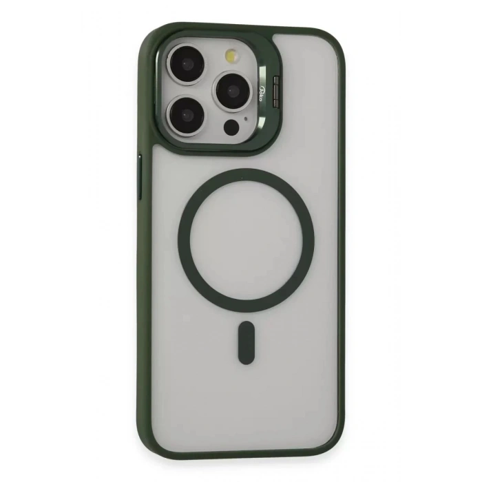 Durukar®  iPhone 15 Pro Kılıf Roblox Lens Magsafe Standlı Kapak - Koyu Yeşil