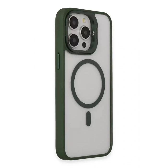 Durukar®  iPhone 15 Pro Kılıf Roblox Lens Magsafe Standlı Kapak - Koyu Yeşil