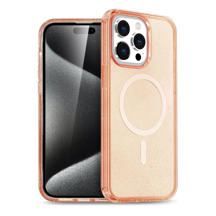Durukar®  iPhone 15 Pro Kılıf Star Magsafe Kapak - Turuncu