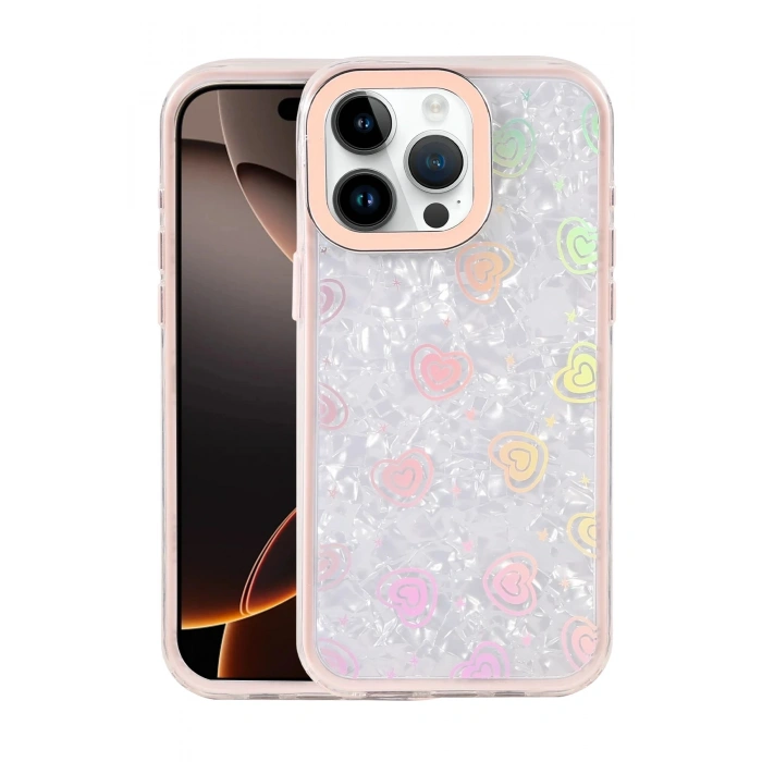 Durukar®   iPhone 15 Pro Lumi Desenli Kapak - Pembe