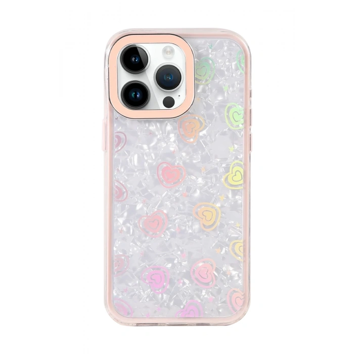 Durukar®   iPhone 15 Pro Lumi Desenli Kapak - Pembe