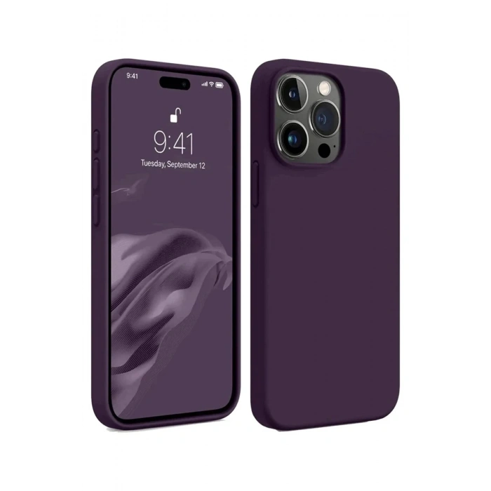 Durukar®  iPhone 15 Pro Max Kılıf First Silikon - Mürdüm