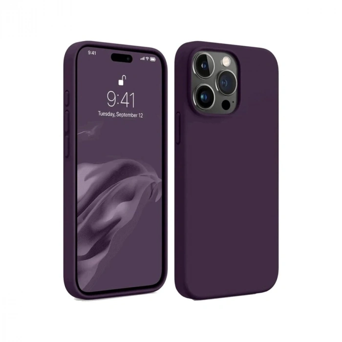 Durukar®  iPhone 15 Pro Max Kılıf First Silikon - Mürdüm