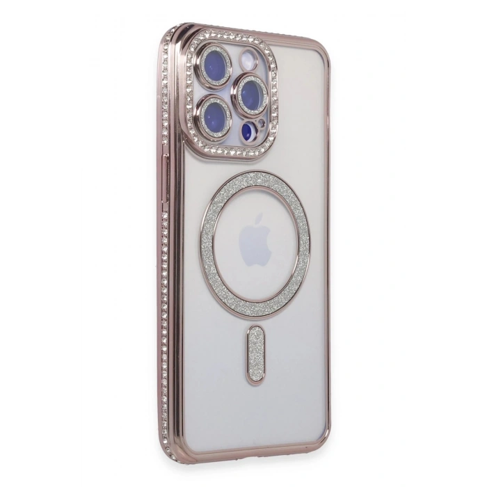 Durukar®  iPhone 15 Pro Max Kılıf Joke Simli Magneticsafe Kılıf - Pembe