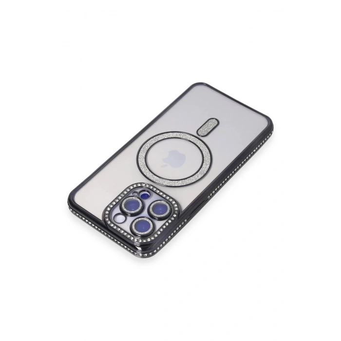 Durukar®  iPhone 15 Pro Max Kılıf Joke Simli Magneticsafe Kılıf - Siyah