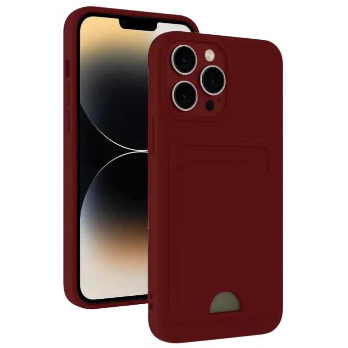 Durukar®   iPhone 15 Pro Max Kılıf Kelvin Kartvizitli Silikon - Bordo