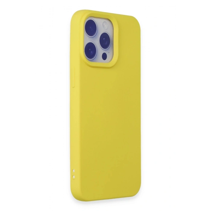 Durukar®  iPhone 15 Pro Max Kılıf Nano içi Kadife Silikon - Sarı
