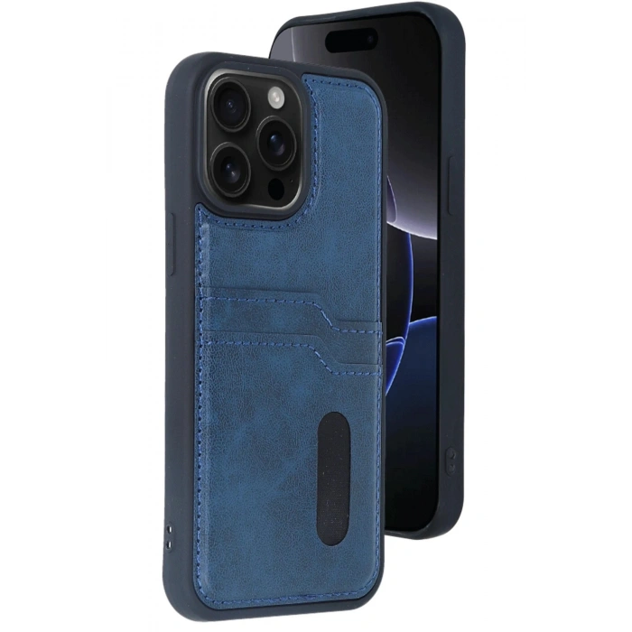Durukar®  iPhone 15 Pro Max Kılıf Sara Kartvizitli Deri Kılıf - Lacivert
