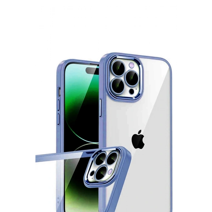 Durukar®   iPhone 15 Pro Max  Lensli Silikon - Açık Mavi