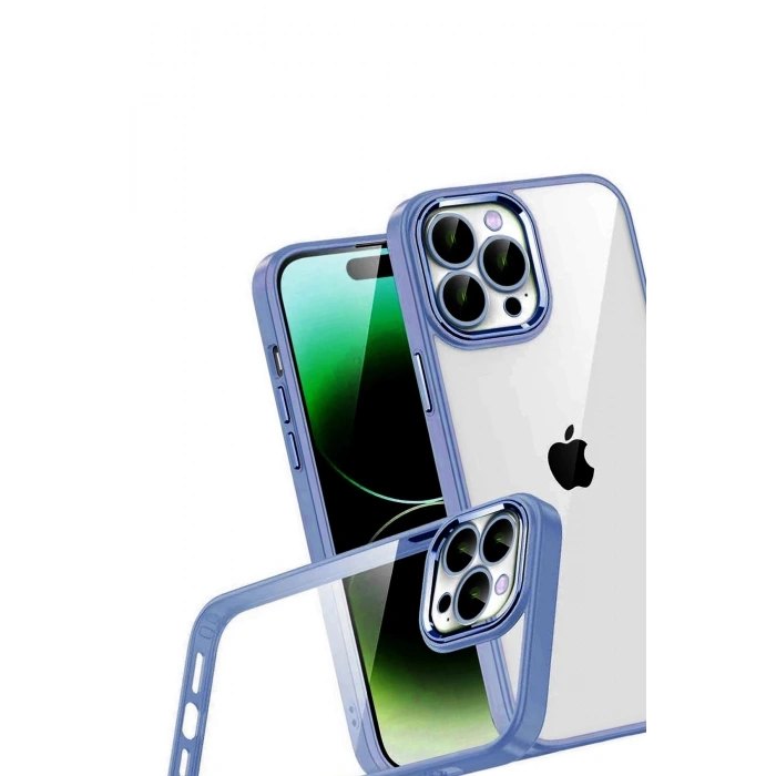 Durukar®   iPhone 15 Pro Max  Lensli Silikon - Açık Mavi