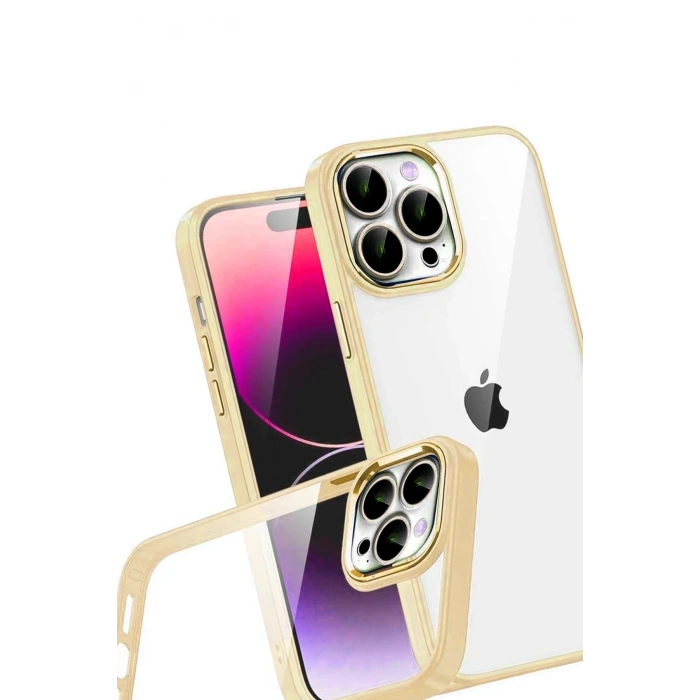 Durukar®   iPhone 15 Pro Max  Lensli Silikon - Gold