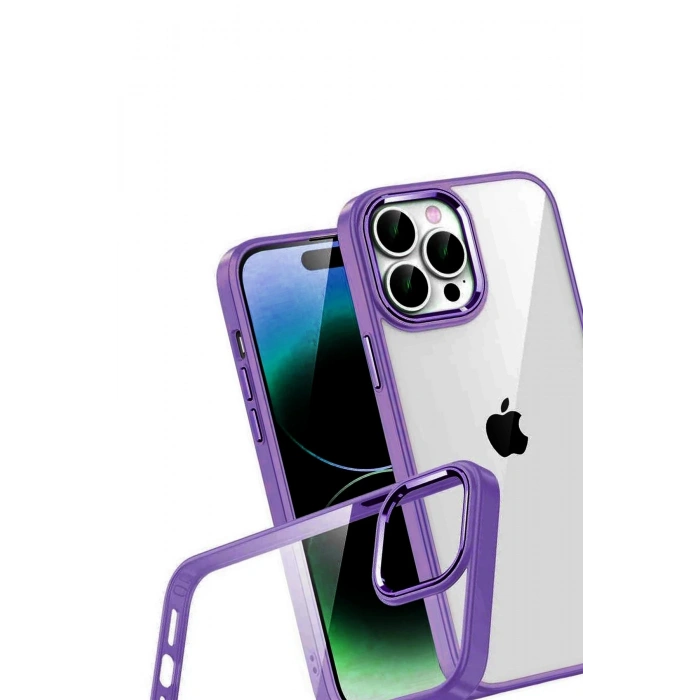 Durukar®   iPhone 15 Pro Max  Lensli Silikon - Mor