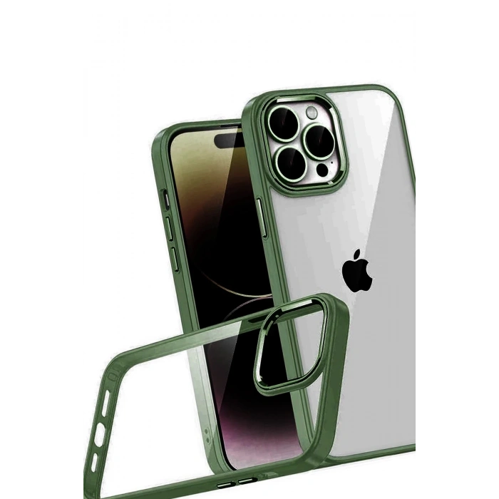 Durukar®   iPhone 15 Pro Max  Lensli Silikon - Yeşil