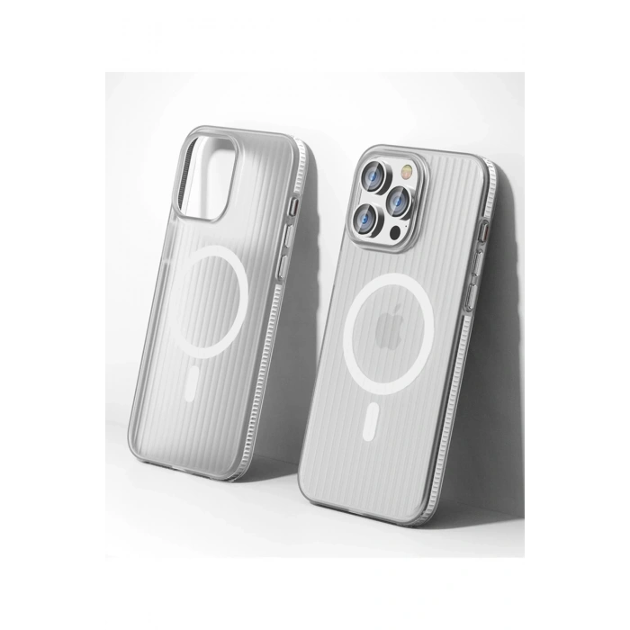 Durukar®  iPhone 15 Pro Max Line Magsafe Kapak - Beyaz