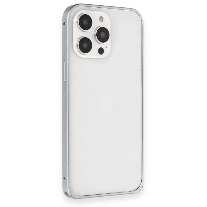 Durukar®  iPhone 15 Pro Max Metal Bumper Mat Kapak - Gri