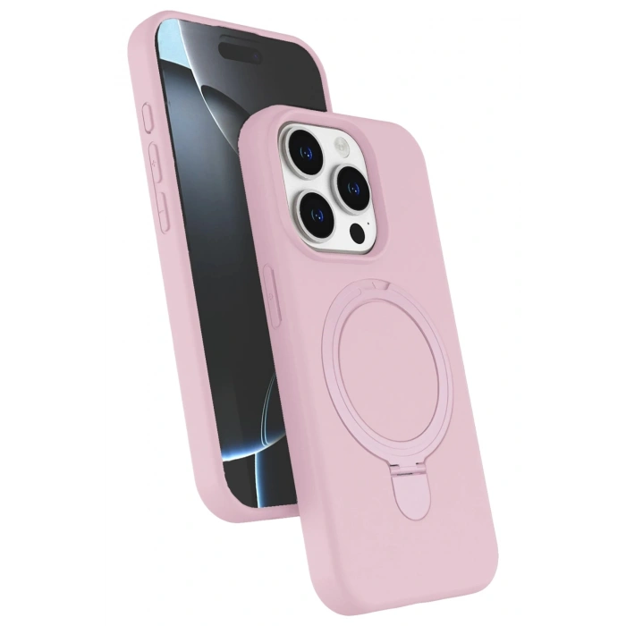 Durukar®   iPhone 15 Pro Max Regal Magsafe Standlı Kapak - Açık Pembe