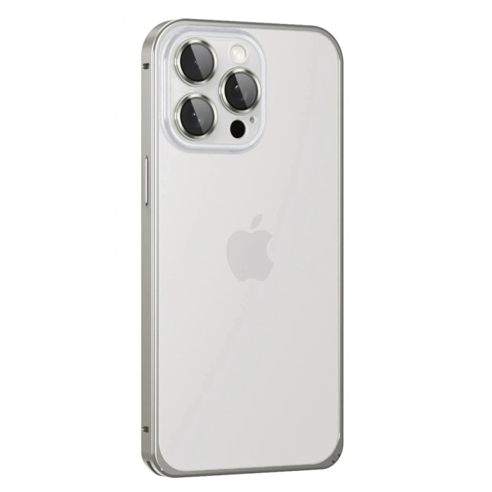 Durukar®  iPhone 15 Pro Metal Bumper Mat Kapak - Gri