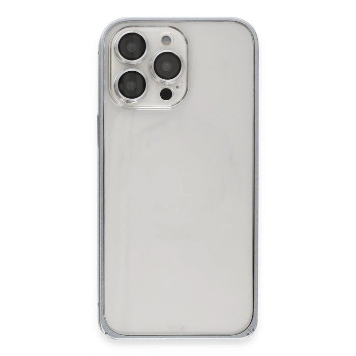 Durukar®  iPhone 15 Pro Metal Bumper Mat Kapak - Gri