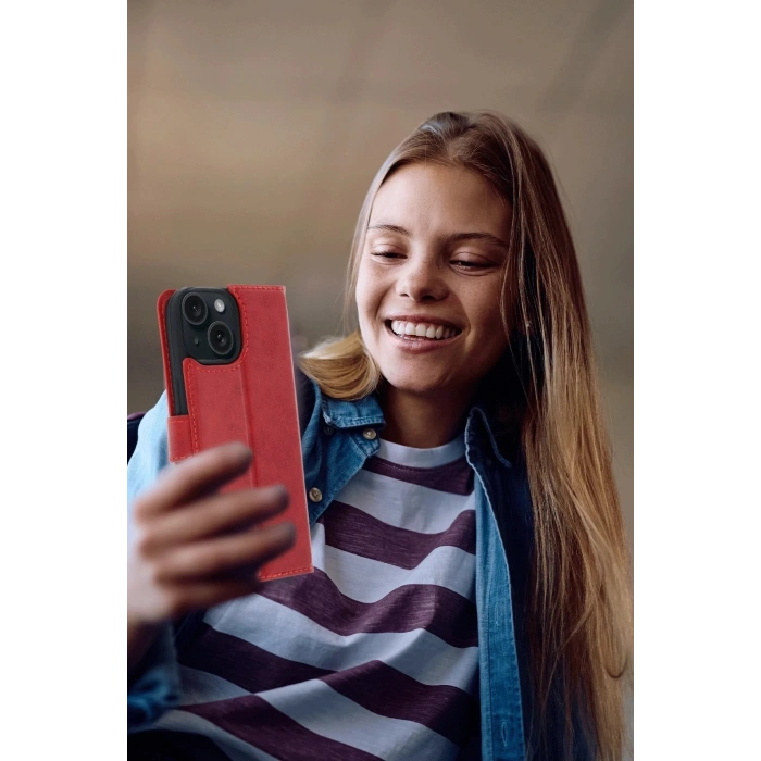 Durukar® iPhone 15 Trend S Plus Flip Case - Red