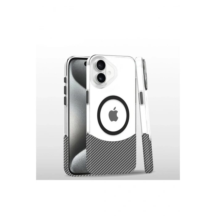 Durukar®  iPhone 16 Carbon Puzzle Magsafe Kapak - Beyaz