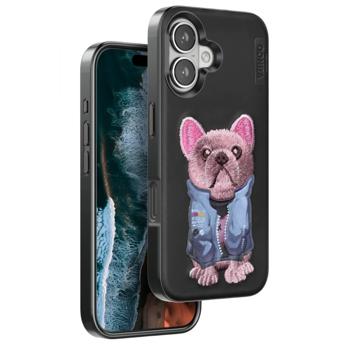 Durukar®  iPhone 16 Cute Desenli Kapak - Siyah