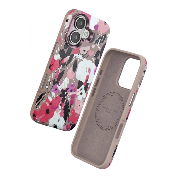 Durukar®  iPhone 16 Flower Series Magsafe Kapak - Pembe
