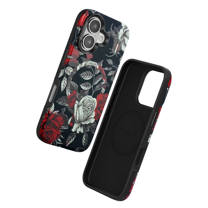 Durukar®  iPhone 16 Flower Series Magsafe Kapak - Siyah